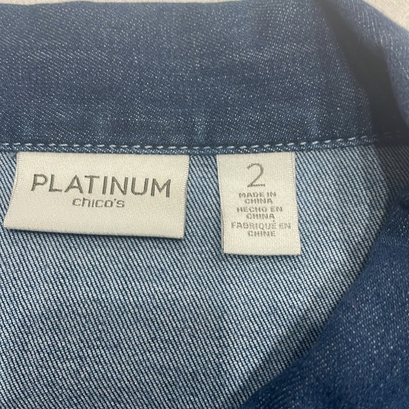 Chico’s Platinum Size 2, which is the same as 12/14 Blue Denim Cropped Jacket. - Picture 9 of 10